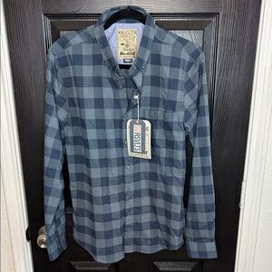 RSVLTS Blue Checkered Casual Button Down Shirt